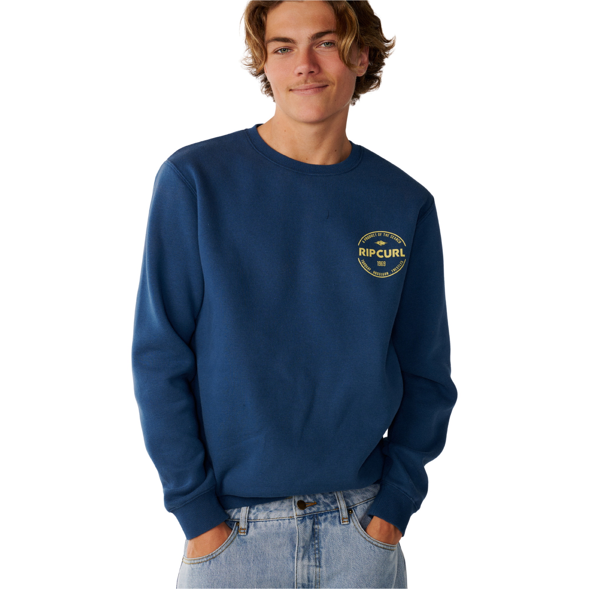 2026 Rip Curl Mens Staple Crew Sweatshirt 0CEMFL - Light Navy